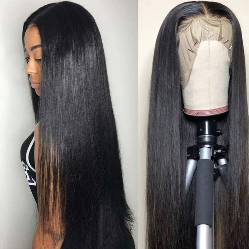 Subella 13x5 Lace Front Wigs Human Hair Pre Plucked with Baby Hair Bleached Knots 12A 180% Density Brazilian Straight Lace Frontal Wigs for Black Women (18inch) - Image 1